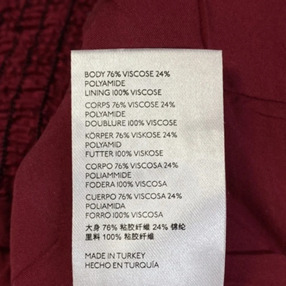 by ANTHROPOLOGIE Romantic Women's Top Medium Burgundy Puff-Sleeved Leaf Print - Picture 6 of 10